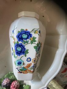 Aynsley Marlina 7" Bone China Floral Vase Flower English Cottage Blue White