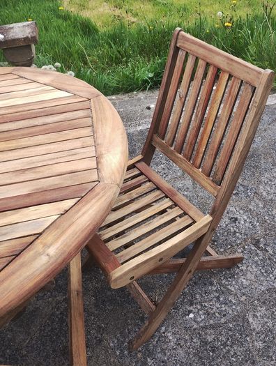 Folding Wooden Garden Table & 3 Chairs (26146)