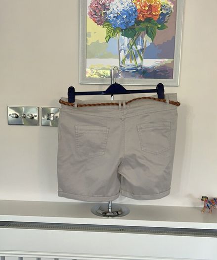 Ladies Beige Shorts with Brown Belt from Dunnes Stores