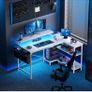L Shaped Gaming Desk with LED Lights, 100 x 70 cm Computer Desk with Power Outlet Image 8