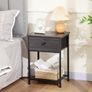 Bedside Table Set of 2, Small Side Table with Fabric Drawer, Sofa Table with Storage Shelf, Nightstand with Metal Frame for Bedroom, Living Room, Dark Grey Image 3