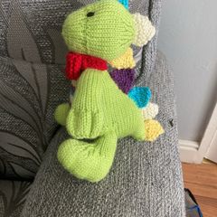 Hand knit dinasaur