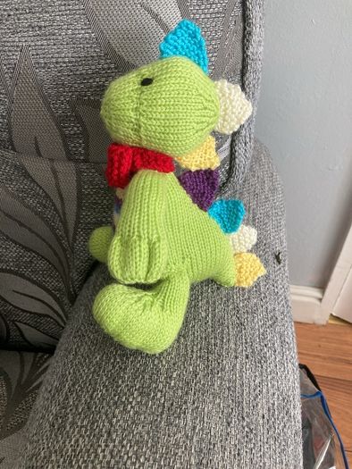 Hand knit dinasaur