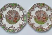 Two vintage Copeland Spode Byron Series No.1 divided sandwich plates  size: 24x25cm