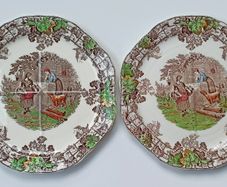 Two vintage Copeland Spode Byron Series No.1 divided sandwich plates  size: 24x25cm