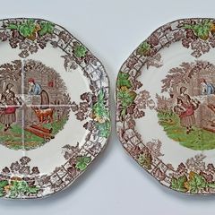 Two vintage Copeland Spode Byron Series No.1 divided sandwich plates  size: 24x25cm