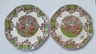 Two vintage Copeland Spode Byron Series No.1 divided sandwich plates  size: 24x25cm