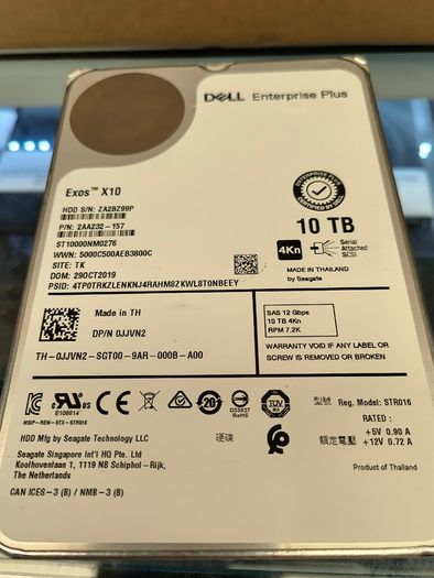 Dell Exos X10 10tb 3.5" Sas Hdd 7200 Rpm St10000nm0276 (tested Health 100%) P/n: 2aa232-157