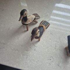 Vintage Handcrafted Rawhide & Fur Bird Figurines -