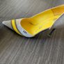 Red or Dead Grey and Yellow Heels with matching bag Image 7