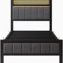 Single Bed Frames with Storage Headboard and Charging Station LED Lights Image 2