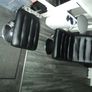 Black leather swivel chair with foot stool Image 4