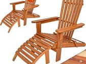 Set of 2 Adirondack Wooden Sun Loungers with Footrests