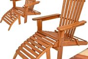Set of 2 Adirondack Wooden Sun Loungers with Footrests