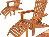 main image for ad Set of 2 Adirondack Wooden Sun Loungers with Footrests