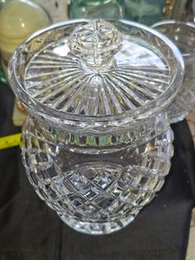 Beautiful Large Crystal Lidded Biscuit Barrel
