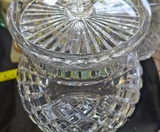 Beautiful Large Crystal Lidded Biscuit Barrel