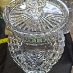 Beautiful Large Crystal Lidded Biscuit Barrel