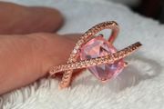 Rose gold pink stone diamond ring