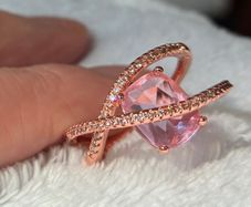 Rose gold pink stone diamond ring