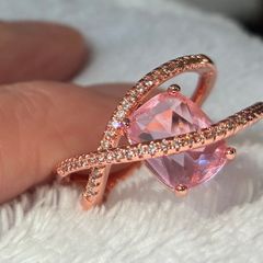 Rose gold pink stone diamond ring