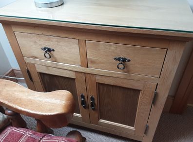 Beautiful Oak Cabinet/Sideboard with FREE Shabby Chic Lamp