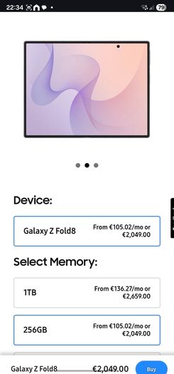 Samsung Z Fold 8 Brand new Lavender colour 256gb