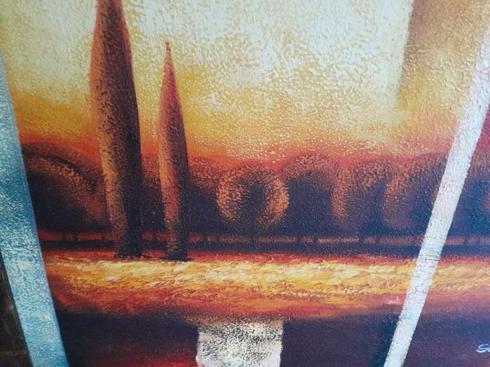 2 paintings in brown and gold frames, lovly autumn colours