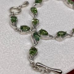 Green Apatite Cluster Bracelet (Size 7.5) with T-Bar Clasp in Rhodium Overlay Sterling Silver