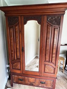 Mahogany wood Mirror-door Armoire Wardrobe
