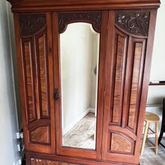 Mahogany wood Mirror-door Armoire Wardrobe