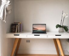 White Desk with Wooden Legs