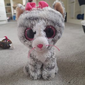 Grey and pink cat beanie boo