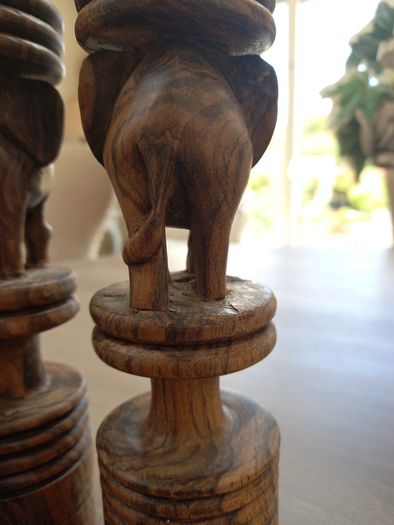 lovely pair of wooden african art handcrafted candlessticks