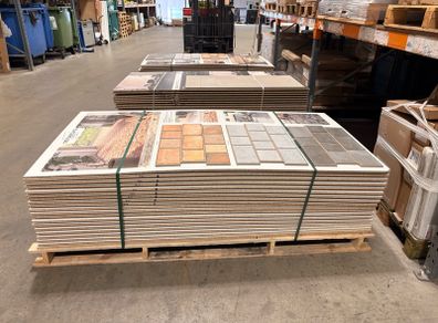 Tiled chipboard display boards