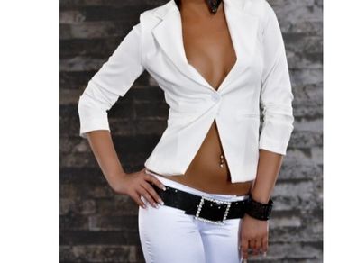 satin look ecru blazer fits s-m