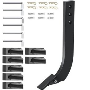 6pcs Box Blade Shank, 16\'\' Scarifier Shank, 3 Holes Box Scraper Shank, Ripper Shank with Removable Tapered Teeth and Pins