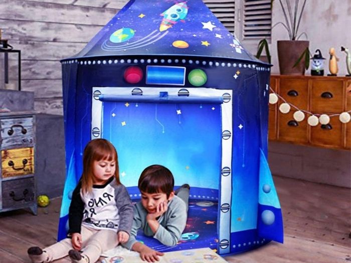 Play Tent Unique Space Tent for Indoor and Outdoor Fun, Portable Pop Up Play Rocket Tent Foldable Playhouse with Carry Bag, Gift for Kids (FREE POSTAGE)