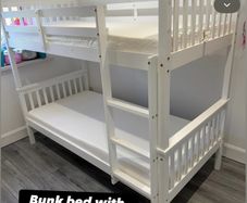 White or grey bunk beds in stock with mattress