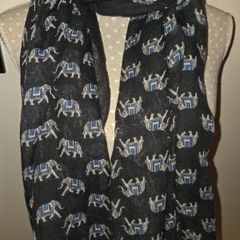 Ladies dark grey scarf with elephants