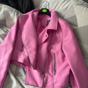 pink leather jacket