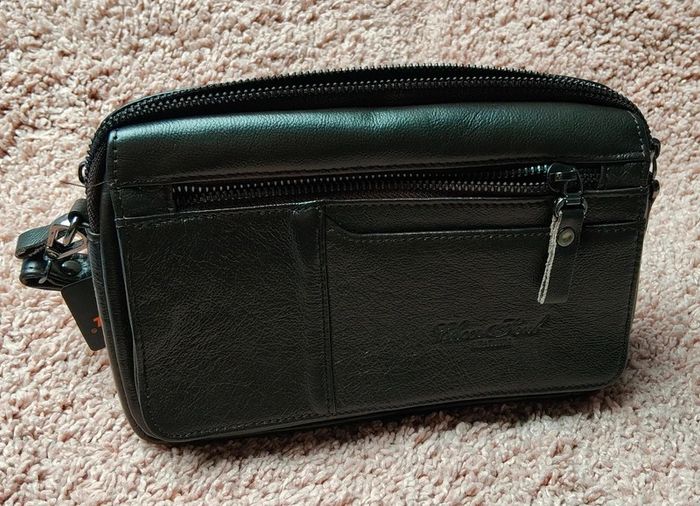 Brand New Genuine Leather Wristlet Pouch - Dark Brown