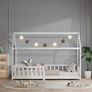 Children's Bed 90 x 200 cm Floor Bed with Fall Protection and Slatted Frame for Children Children's Beds for Girls and Boys Solid Pine Wood in White Image 3