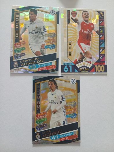 Match Attax 100 Club Cards 2016/17 - Ronaldo, Modric & Sanchez