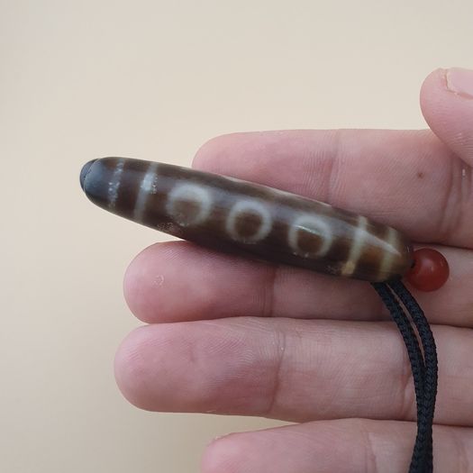 Vintage 5 Eyes Himalayan Tibetan Agate Dzi Bead Amulet