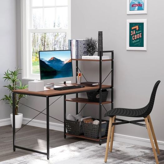 MASSIVE SALE Computer Workstation, Metal Frame-Walnut/ Black (FREE SHIPPING)
