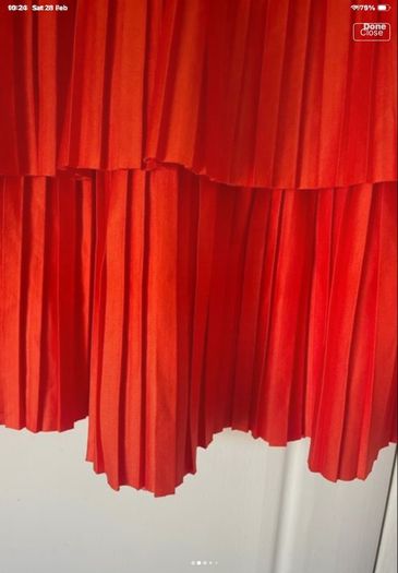 skirt Zara mini pleated tiered skirt coral red small