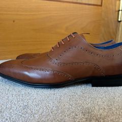 Remus Uomo Men's Tan Leather Wingtip Shoes UK 6.5