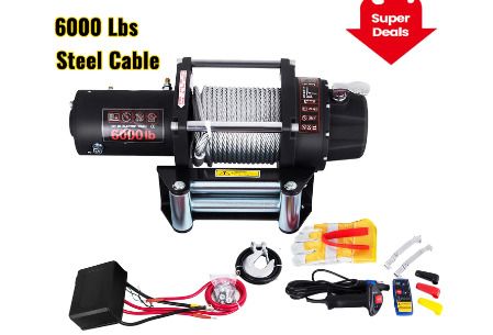 BRAND NEW 6000LBS 12V Electric Winch for 4X4 13M Steel Cable Car Trailer Ropes Towing Strap With Wireless Control ATV Truck Off Road