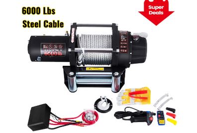 BRAND NEW 6000LBS 12V Electric Winch for 4X4 13M Steel Cable Car Trailer Ropes Towing Strap With Wireless Control ATV Truck Off Road